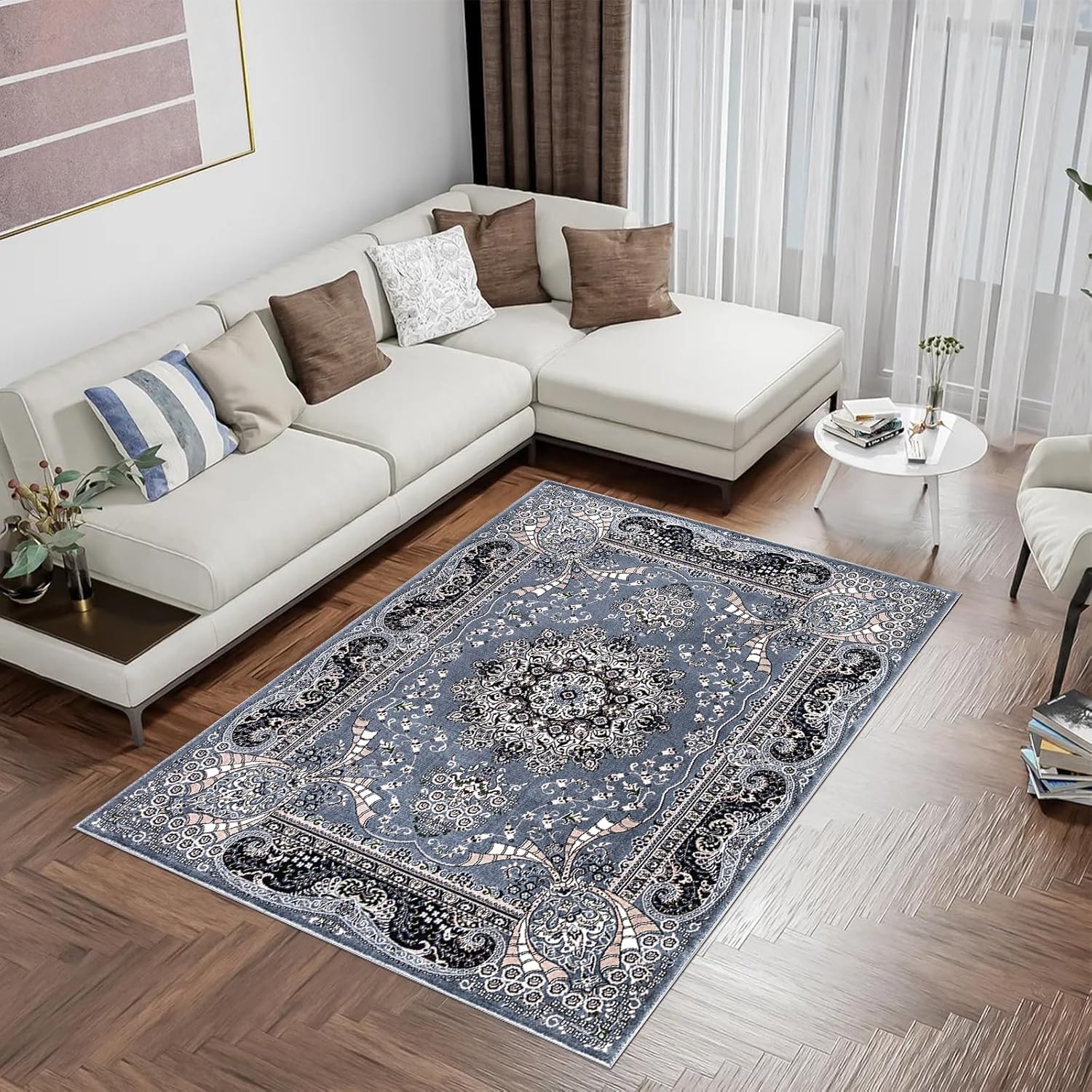 Carpet Rug Jute Living Room Bedroom Sitting Room Lounge 120x170 cm Rada Floral