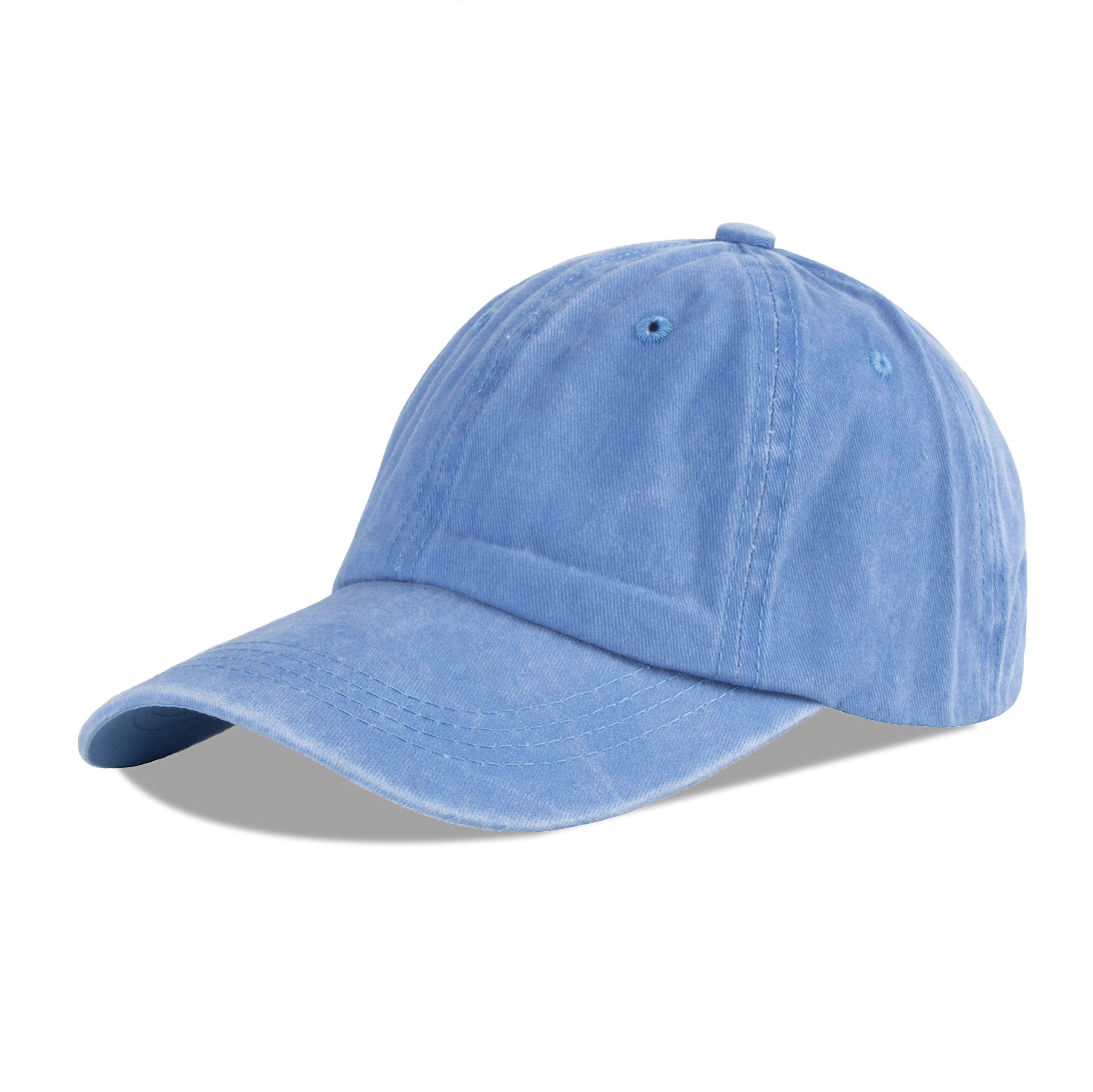 LANGZHEN Unisex Baseball Cap 100% Cotton Fits Men Women Washed Denim Adjustable Dad Hat